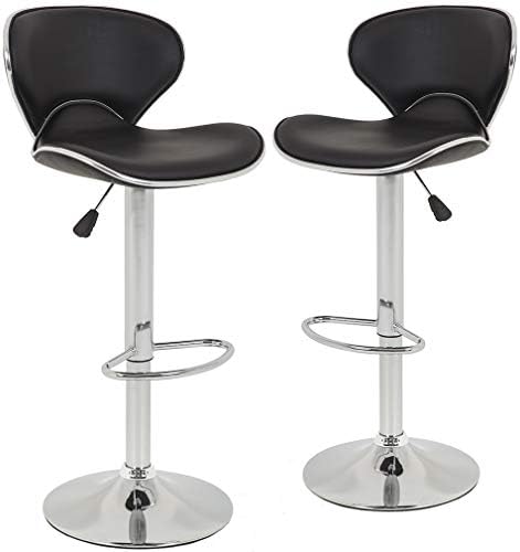 BestOffice Bar Stools Set of 2, Counter Height Adjustable Bar Stools with Back Bar Stool PU Leather Swivel Bar Stool Kitchen Counter Bar Stools Dining Chairs