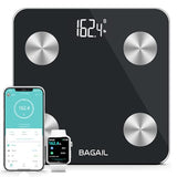 BAGAIL Smart Scale for Body Weight, Digital Bathroom Scale for BMI Weighing Body Fat, Body Composition Monitor Health Analyzer with Smartphone App, 400lbs/180KG -Black