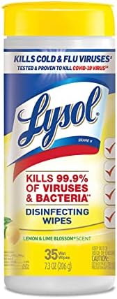 Lysol Disinfectant Wipes, Multi-Surface Antibacterial Cleaning Wipes, For Disinfecting and Cleaning, Lemon and Lime Blossom, 35 Count (Pack of 3)