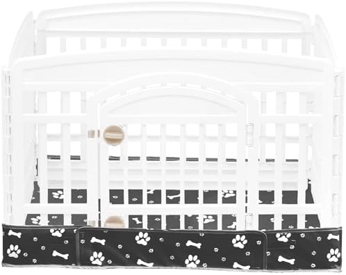 Dog Playpen Bottom Pad Fits for 36 Inch 4 Panels Exercise Pet Playpen, Dog Crate Pad Puppy Playpen Pad, Hoop and Loop Design (Note: Playpen Not Included). -Black