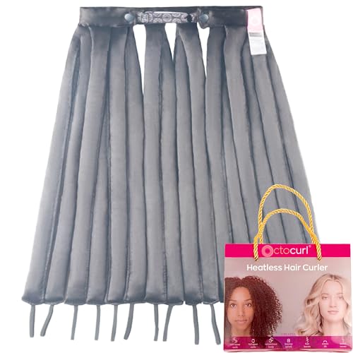 Octocurl Satin Hair Curlers - Heatless Curls Overnight - Headband Curlers for Extra Long Hair (Satin - Black)