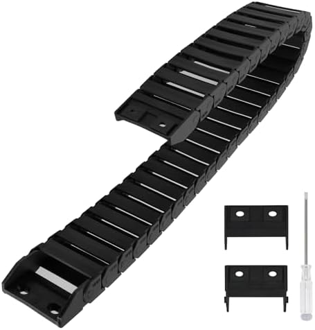 R28 15mm x 50mm(Inner H x Inner W) Black Plastic Cable Wire Carrier Drag Chain 1M Length for CNC, with End Connectors - Bridge Type (Non-openable)