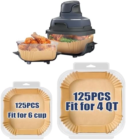 Air Fryer Liners for Ninja Crispi Air Fryer, Set of 250PCS Air Fryer Parchment Paper Liners for Ninja FN101 4QT&6 Cup Glass Containers, Ninja Crispy Cooking System Accessories