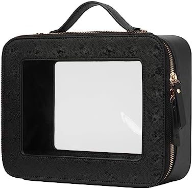 Popvibe Clear Makeup Bag Travel Cosmetic Case Transparent Toiletry Bag with Zipper, Portable Make Up Organizer Traveling Compact Car Bag for Essentials