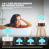 Rain Cloud Humidifier Water Drip with 5 Essential Oils, Cloud Diffuser with 7 Changing Colors Night Lights, Mushroom Humidifier Desk Bedside Water Drop Sound, Black