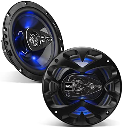 BOSS Audio Systems BE654 Rage Series 6.5 Inch Car Door Speakers – Blue Light Illumination, 300 W, 4 Way, Full Range, Coaxial, Sold in Pairs, bocinas, para, carro
