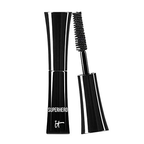 IT Cosmetics Superhero Mascara – Super Elastic Stretch Black Mascara for Volume & Length - Add Lash Volume with Collagen, Biotin & Peptides – Suitable Makeup Mascara for Sensitive Eyes