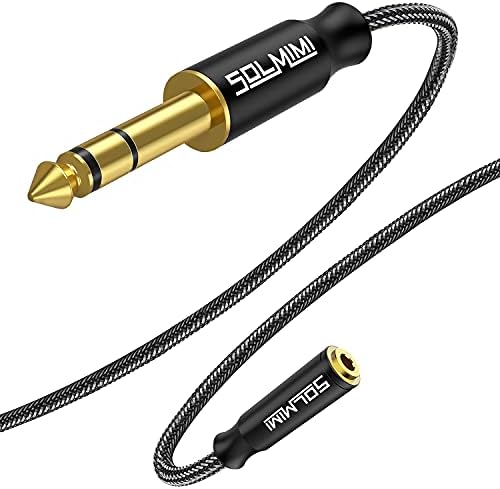 1/4 Headphone Adapter, 6.35 mm Male to 3.5 mm Female Audio Jack Adapter, Lossless Stereo Headphone Jack Adapter for Mixer Guitar Piano Amplifier Speaker or More - Matte Black(30cm)