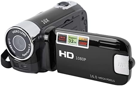 1080P HD Camera Camera Camcorder, 16MP DV Camera 16x Digital Zoom Video Camera, 2.7in TFT Rotatable Screen, Built in Speakers, USB (Black)