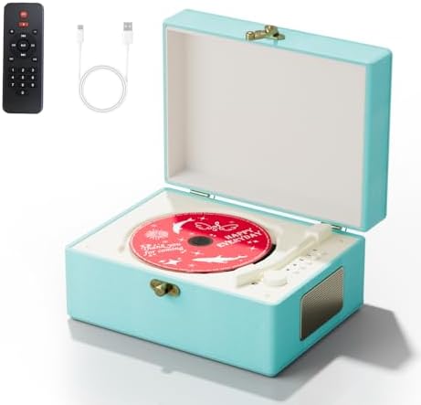 Blue Time Music Box CD Player with Speakers for Home Decor