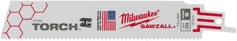 MILWAUKEE Super SAWZALL Blade 10T 6in Length Torch (5PK) Part # 48-00-5712