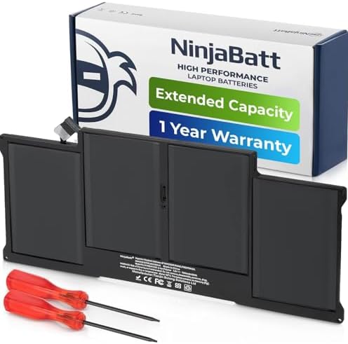 NinjaBatt A1466 Battery for Apple MacBook Air 13″ (Mid 2012, Mid 2013, Early 2014, Early 2015,2017) A1369(Late 2010, Mid 2011 Version) A1405 A1377 [7200mAh/55Wh/7.6V]