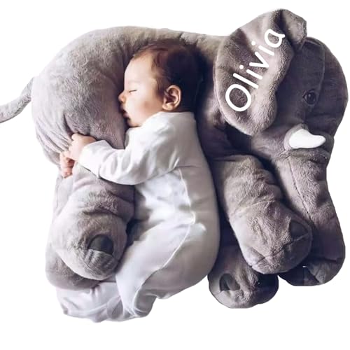 Personalized Giant Plush Elephant Pillow Customized Birth Statistics Announcement Name Year Embroidered Animal Doll 16 Inch 24 Inch Suitable for Boys Girls Christmas Birthday Gift