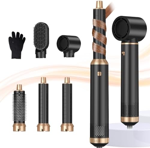 Blow Dryer Brush 5 in 1, Negative Ion Hair Dryer Brush Set Air Styler Curling Wrap Air Curler, Upgrade Hot Air Brush Curling Iron Hair Styling Tools As A Gift for Straight/Curling/Drying/Smoothing