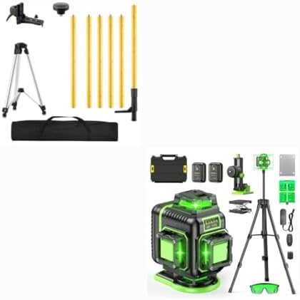 Laser Level 360 Self Leveling with Tripod, Elikliv 4D Laser Level-Laser Level Kit with Tripod, Leveling Pole