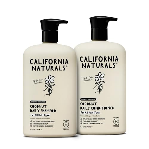 California Naturals Shampoo and Conditioner, Scalp & Hair Care Bundle for Women and Men, Natural, Vegan, Cruelty, Silicone, Paraben, and Sulfate Free Shampoo + Conditioner, All Hair Types, 16.5 fl oz