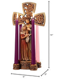 Avalon Gallery Sculpted Resin Advent and Christmas Candle Holder, 1-Piece, Holy Family Cross