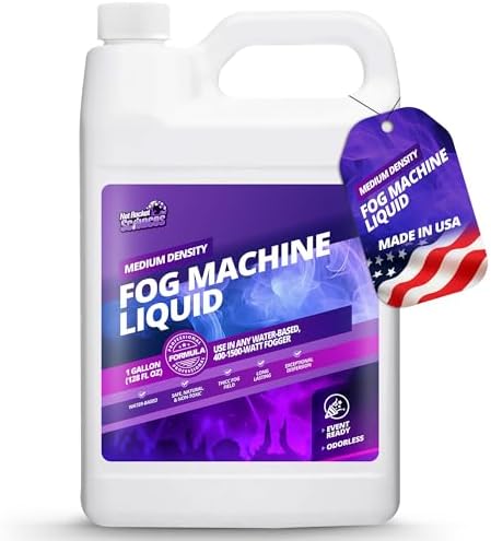1 Gallon Fog Machine Liquid Smoke - Medium Density Smoke Machine, Fog Juice for 400-1500 Watt Foggers, Water-Based, Lasting & Ultra Thick Atmosphere, Ideal for Concerts, Parties & Events