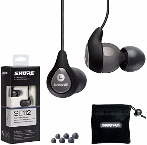 Shure SE112 PRO Wired Earbuds - Professional Sound Isolating Earphones with Single Dynamic MicroDriver, Secure In-Ear Fit, Fixed Cable, Durable Quality - Gray (SE112-GR)