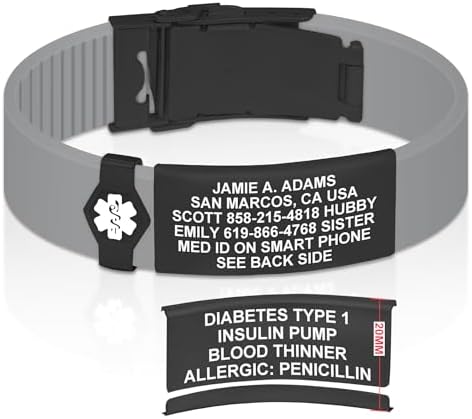 Divoti Custom Engraved Medical Alert ID Bracelet – Dual-Sided Laser Etching, Silicone Wristband, Stainless Steel Security Clasp – Adjustable & Trim-to-Fit – Emergency Medical Info Band for Men & Women