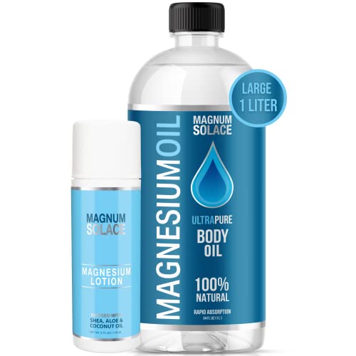 Magnesium Oil for Muscle Recovery Bath Soak and Foot Soak & Magnesium Lotion - Alternative to Magnesium Bath Flakes or Epsom Salts (2 Pack Bundle)