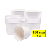 Belinlen Paper Ice Cream Cups, Paper Hot/Cold Soup Cups - 100 Count (White) (8 oz)