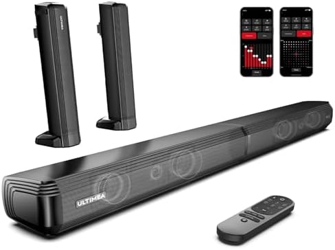 ULTIMEA 2.2ch Sound Bar for Smart TV, Peak Power 100W, 2-in-1 Detachable Sound Bar for TV, App, Bluetooth 5.3 TV Soundbar, 3 EQ Modes, BassMX Technology, HDMI-ARC/Opt/AUX, Apollo S40, 2025 Upgraded