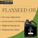 Naturevibe Botanicals Flaxseed Oil 32 Ounces | 100% Pure & Natural | No Additives | No Fillers | Cold Pressed Body Oil | Great for Hair and Skin (946 ml)