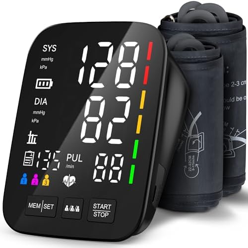 Blood Pressure Monitor for Home Use - 2 Size Cuffs (9"-17" & 13"-21"), Fits Medium, Large & Extra Large XL Upper Arms, Accurate Digital Automatic BP Machine, 5" LED Display, 3-User Mode, Model U80A