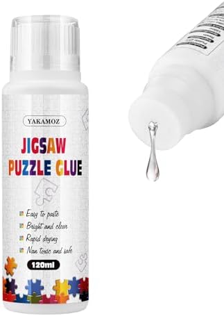YAKAMOZ Updated Jigsaw Puzzle Glue with New Sponge Head for Adults Clear Water-Soluble Special Craft Puzzle Glue Quick Dry for 1000/1500/3000 Pieces of Puzzle,120ML