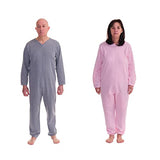 FERRUCCI COMFORT Onesies pajamas with Back Zip for elderly, winter fabric - 9014/1 - For incontinence, Alzheimer's or dementia, Jumpsuit (XS, Azzurro)