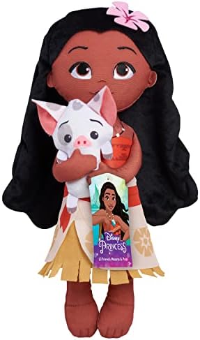 Disney Princess Lil' Friends Plushie Moana & Pua 14-inch Plushie Doll, Kids Toys for Ages 3 Up by Just Play