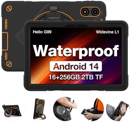 AGM PAD P2 Active Rugged Android 14 Tablet with Case, Waterproof & Drop-Proof, Widevine L1 & GMS Certified, 11" 90Hz FHD 480 NITS Display, MTK G99, 8000 mAh, 16(8+8) + 256GB[TF 2TB], GPS, Compass, OTG