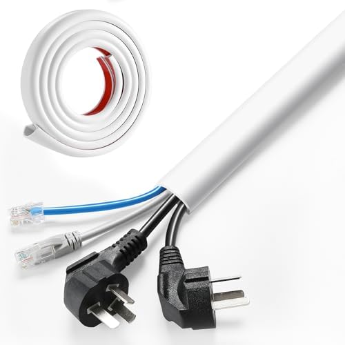 AGPTEK Wall Cord Hider 78 Inch - Self-Adhesive Wire Cover Cable Raceway Flexible PVC Home Wall Mount TV Cable Concealer Pet Cord Protector Management, Protect Cat Dog from Chewing, W 1.2" H 0.5"