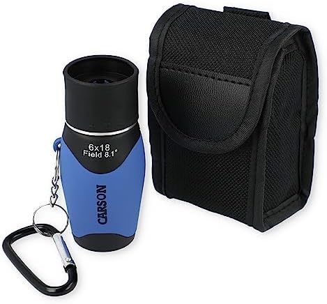 Carson MiniMight 6x18mm Pocket Monocular with Carabiner Clip, Blue (MM-618CB)