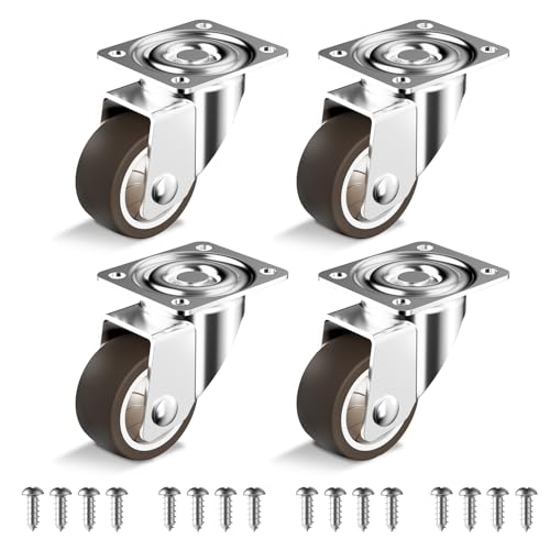 HOLKIE Caster Wheels 1.5 inch, Heavy Duty Furniture Casters Set of 4, Rubber Castors No Noise, Ball Bearing Swive Castor Wheels for Furniture Holding 200 LBS,Made for Desk,Night Stand,Shoe Rack