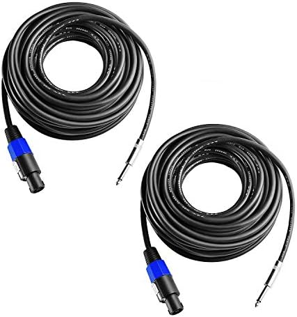 2Pcs 100 Feet Professional Speakon to 1/4 Speaker Cable, Pair 100 ft 12 Gauge Speakon to 1/4 Male Inch Audio Amplifier Connection Heavy Duty Cord Wire with Twist Lock