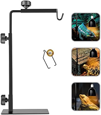 Reptile Lamp Stand, Adjustable 16-31 Inch Domes Heat Lamp Metal Bracket Floor Light Holder for Reptile Terrarium Lighting Heating Light and Dome lampshade, Large