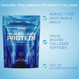 SUNNA SUPPLEMENTS - Halal Bovine Collagen Protein Powder for Hair, Skin, Nails and Joints - Halal Collagen Powder for Women and Men - Highly Rich Protein Collagen Powder Suitable for Everyone