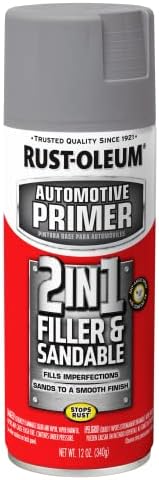 Rust-Oleum 260510 Stops Rust Automotive 2-in-1 Filler & Sandable Primer Spray, 12 oz, Gray