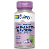 SOLARAY Saw Palmetto and Pygeum - Saw Palmetto for Men w/Pygeum Bark, Zinc, Vitamin E, Pumpkin Seed Oil - Prostate Supplements for Men w/Beta Sitosterol - 60-Day Guarantee - 30 Servings, 30 Softgels