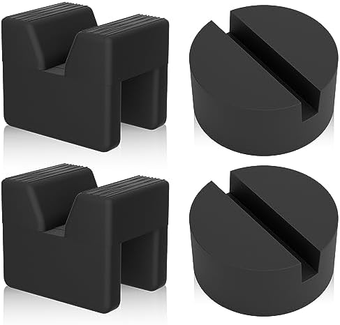 Seven Sparta 2 Types Jack Pad Adapters for Jack Stand and Floor Jack Universal Rubber Slotted Frame Rail Pinch Welds Protector (Cube Round, 4)