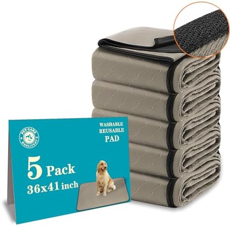 Washable Pee Pads for Dogs 36" x 41", 5 Pack, Reusable Puppy Pads, Dog Training Pads with Quick Dry, Large Anti-Slip Whelping Pad for Pet, Playpen, Incontinence, Housebreaking.