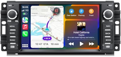 Android Car Stereo for Jeep Wrangler JK Radio Chrysler Dodge Ram with Wireless Carplay Andriod Auto Bluetooth GPS Navigation,7 Inch Touch Screen Radio 2G Ram 32G ROM