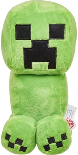 Mattel Minecraft Basic 8-inch Plush Creeper Stuffed Animal Figure, Soft Doll Inspired by Video Game Character