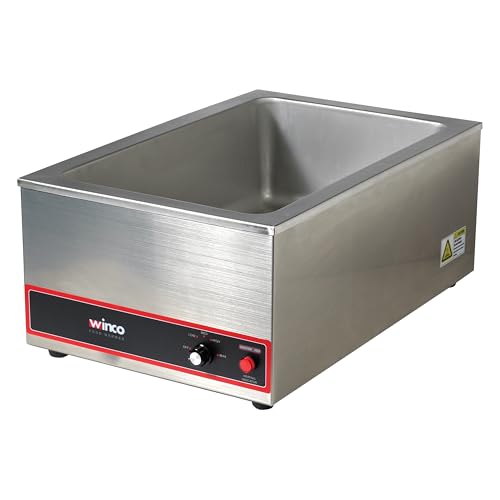 Winco FW-S500 Commercial Portable Steam Table Food Warmer 120V 1200W,Stainless Steel,Large