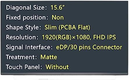New Screen Replacement for N156HCA-EAB,eDP/30 pins Connector 1920(RGB)×1080 FHD IPS Matte LCD LED Display