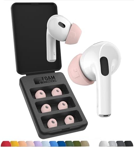 Foam Masters Ultra-Premium Memory Foam Ear Tips for AirPods Pro 1st & 2nd Gen | 3 Pairs | Black Magic Ver 6.0 | Secure | Comfort | Better Noise Cancel | Replacement Buds – Crystal Pink, Small