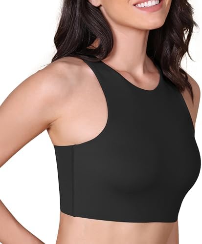 ODODOS Racerback Tank Bra for Women High Neck Non Padded Medium Support Sports Bra Workout Yoga Crop Tops