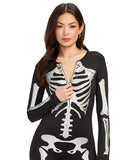 Tipsy Elves Form Fitting & Flattering Skeleton Bodysuits for Halloween - Women's Sexy Skeleton Costume - Women's Silver Shimmer Skeleton Bodysuit Halloween Costume Size Large